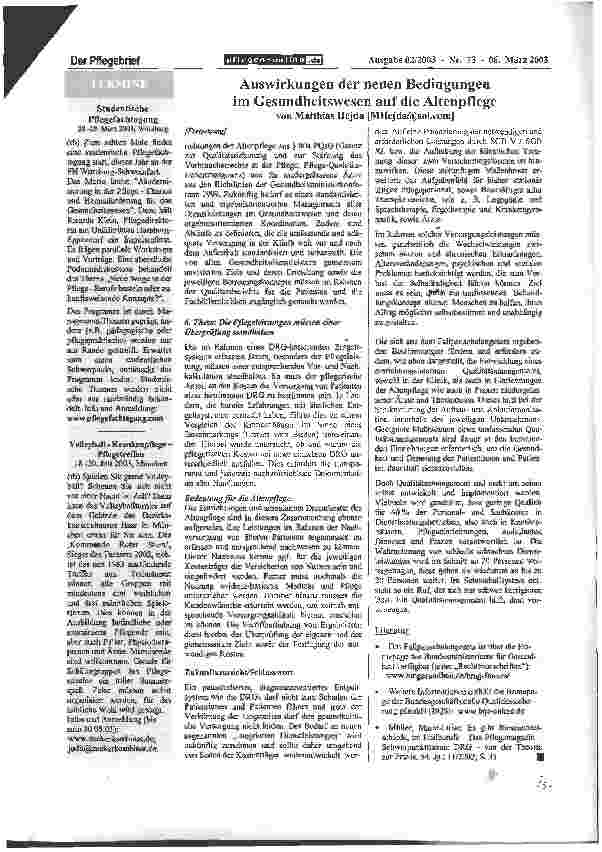 Vorschauseite 4: Auswirkungen der neuen Bedingungen im Gesundheitswesen auf die Altenpflege