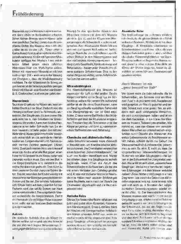 Vorschauseite 3: Psychomotorische Frühförderung durch Säuglingsund Kleinkinderschwimmen
