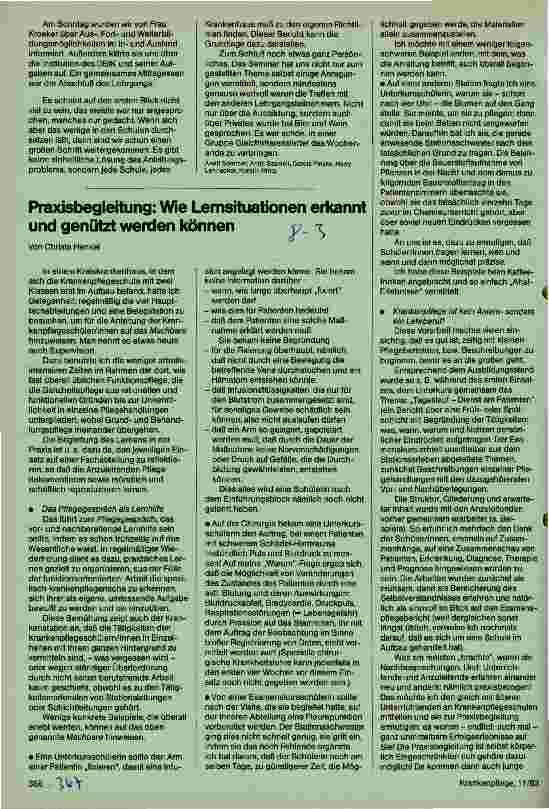 Vorschauseite 1: Praxisbegleitung: Wie Lernsituationen erkannt und genützt werden können