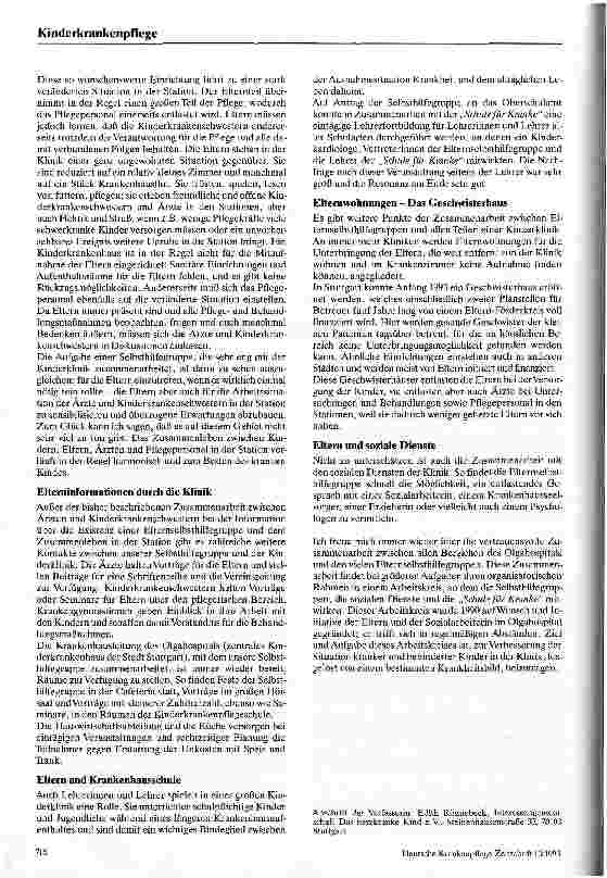 Vorschauseite 2: Elternselbsthilfegruppen in Zusammenarbeit mit einer Kinderklinik