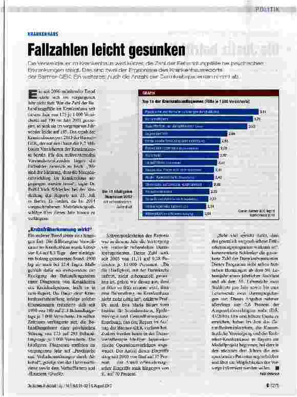 Vorschauseite 1: Fallzahlen leicht gesunken
