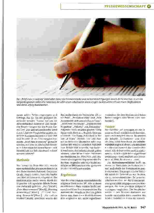 Vorschauseite 2: Validität und Reliabilität des Schmerzfragebogens Brief Pain Inventory