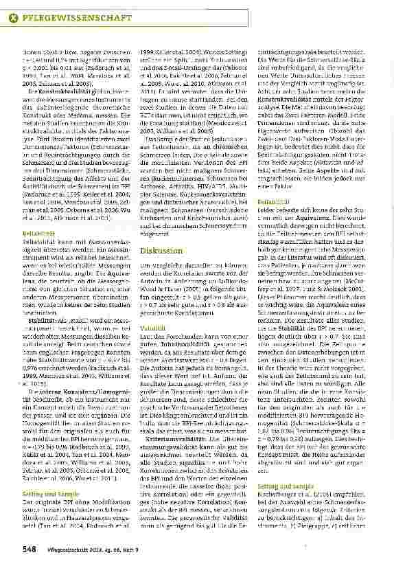 Vorschauseite 3: Validität und Reliabilität des Schmerzfragebogens Brief Pain Inventory