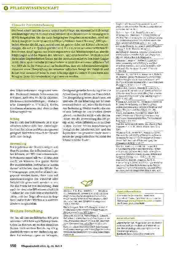 Vorschauseite 5: Validität und Reliabilität des Schmerzfragebogens Brief Pain Inventory