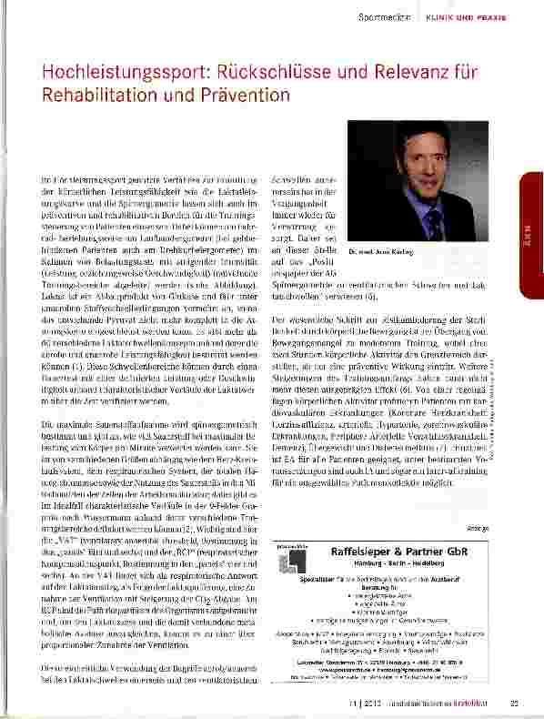 Vorschauseite 1: Hochleistungssport: Rückschlüsse und Relevanz für Rehabilitation und Prävention