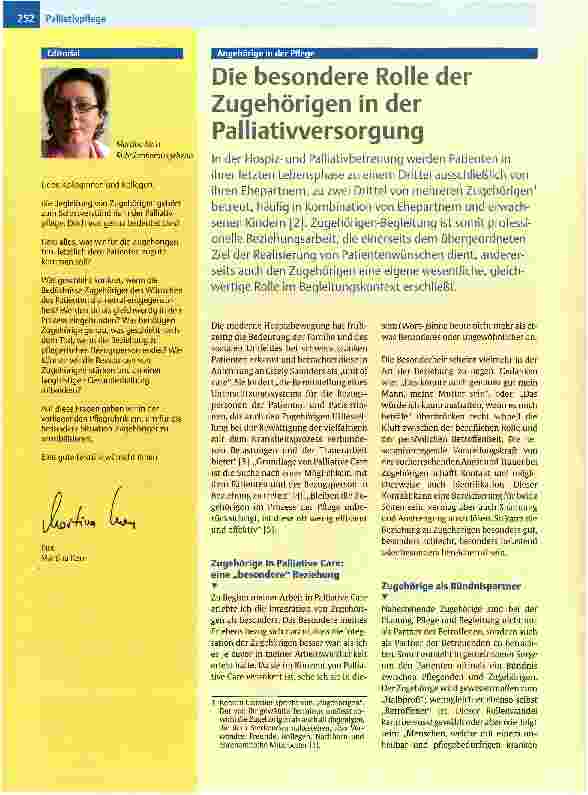 Vorschauseite 1: Die besondere Rolle der Zugehörigen in der Palliativversorgung