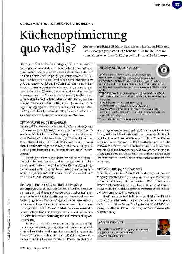 Vorschauseite 1: Küchenoptimierung quo vadis ?