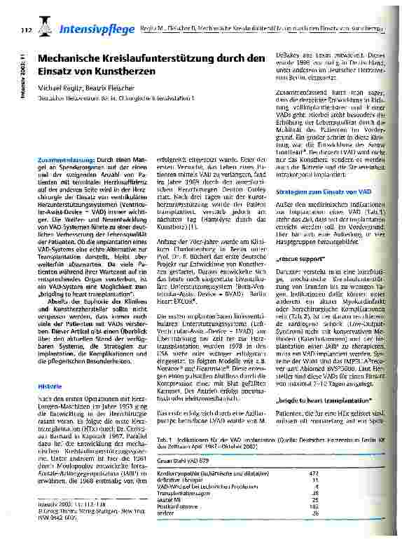 Vorschauseite 1: Mechanische Kreislaufunterstützung durch den Einsatz von Kunstherzen