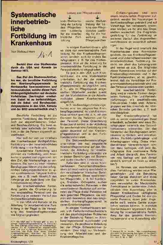 Vorschauseite 1: Systematische innerbetriebliche Fortbildung im Krankenhaus