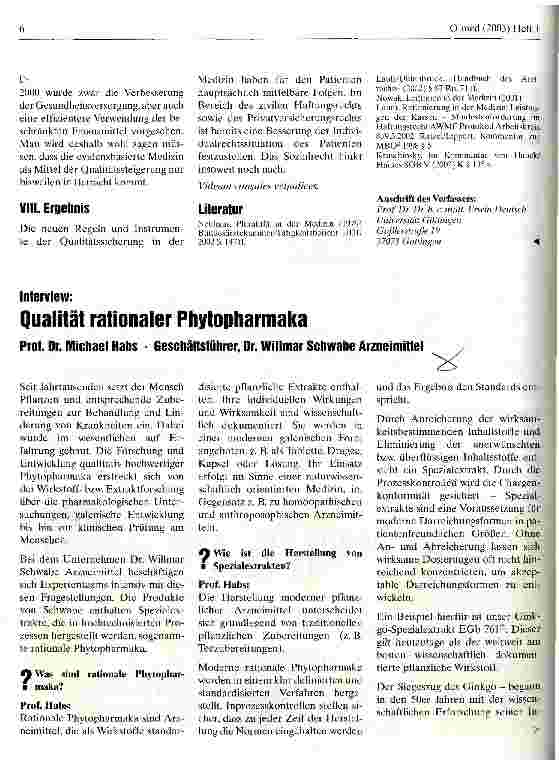 Vorschauseite 1: Interview: Qualität rationaler Phytopharmaka