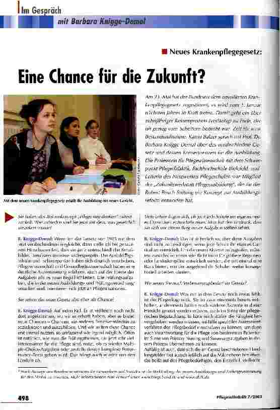 Vorschauseite 1: Eine Chance für die Zukunft?