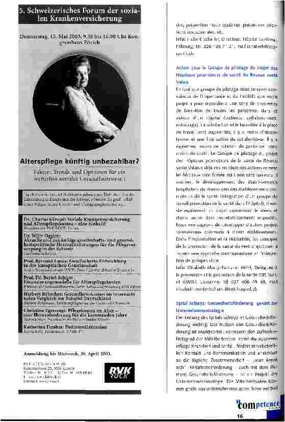 Vorschauseite 2: Gesundheitsförderung und die Spitaldirektoren