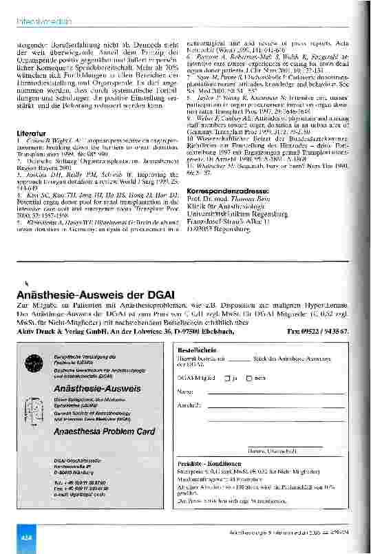 Vorschauseite 6: Hirntod und Organspende Einstellung und psychische Belastung des Personals von Intensivstationen