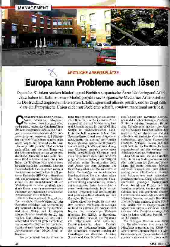 Vorschauseite 1: Ärztliche Arbeitsplätze: Europa kann Probleme auch lösen