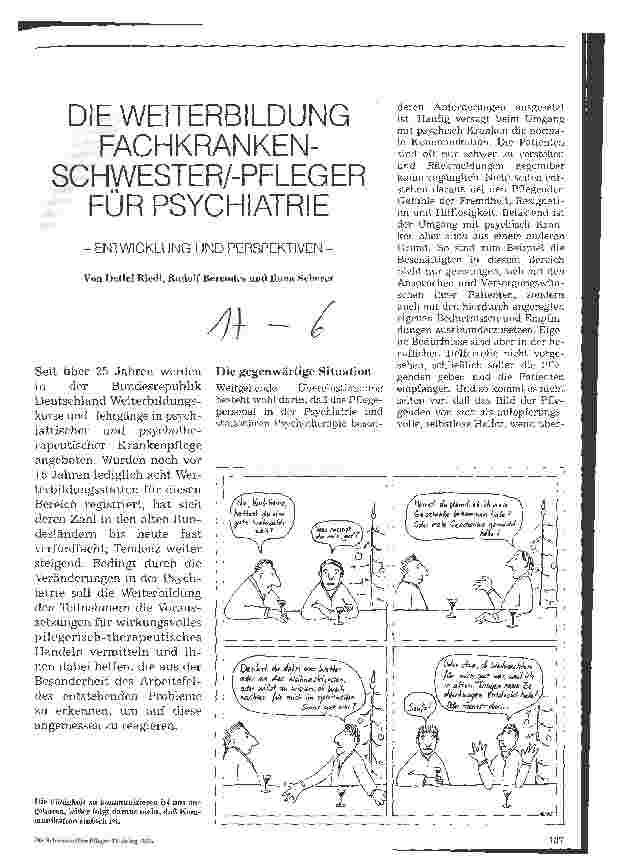 Vorschauseite 1: Die Weiterentwicklung Fachkrankenschwester/-pfleger für Psychiatrie Entwicklung und Perspektiven