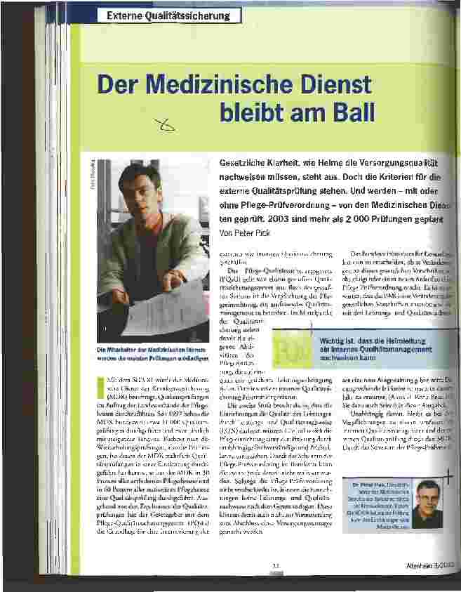 Vorschauseite 1: Der Medizinische Dienst bleibt am Ball