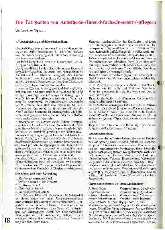Vorschauseite 1: Die Tätigkeit von Anästhesie-/Intensivfachschwestern