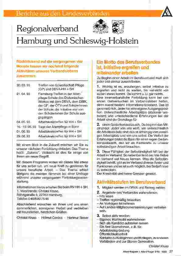 Vorschauseite 1: RegionalverbandHamburg und Schleswig-Holstein