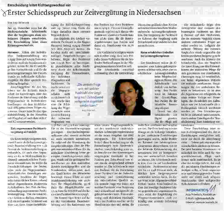 Vorschauseite 1: Schiedsspruch zur Zeitvergütung in Niedersachsen
