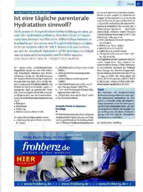 Vorschauseite 1: Ist eine tägliche parenterale Hydratation sinnvoll?