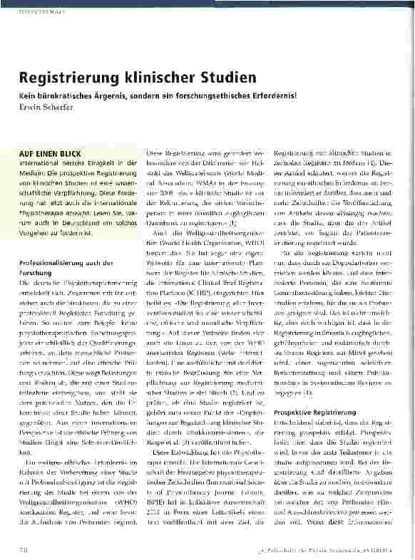 Vorschauseite 1: Registrierung klinischer Studien
