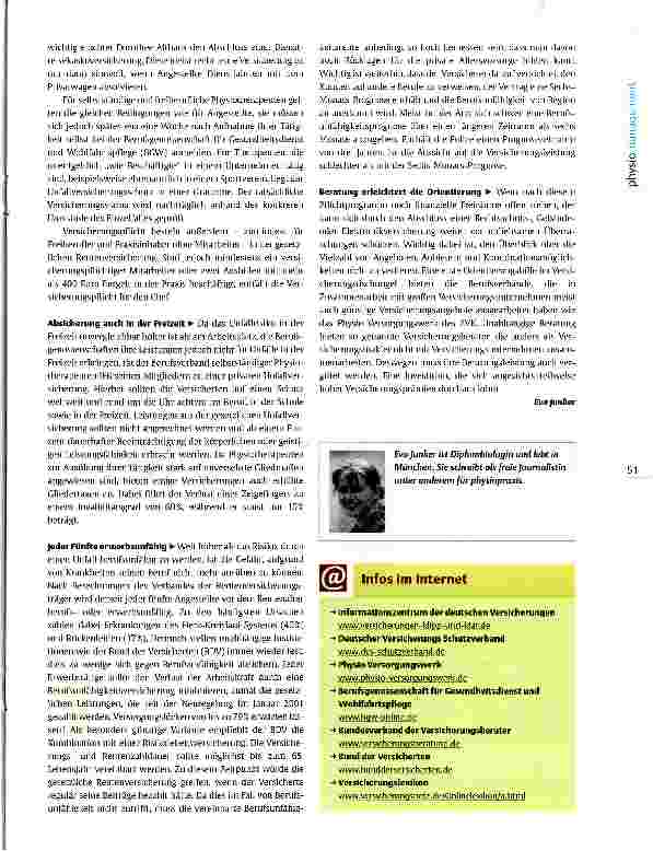 Vorschauseite 4: Versicherungen für Physiotherapeuten Schutz bei kleinen und großen Katastrophen