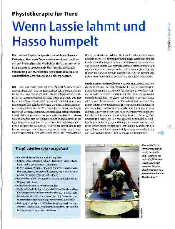 Vorschauseite 1: Physiotherapie für Tiere Wenn Lassie lahmt und Hasso humpelt