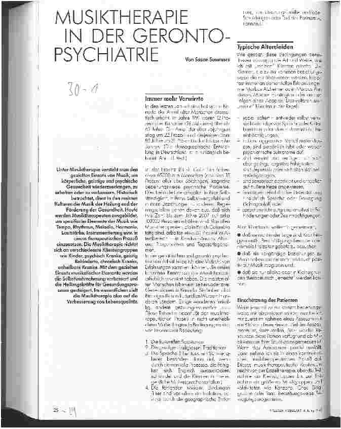 Vorschauseite 1: Musiktherapie in der Geronto-Psychiatrie