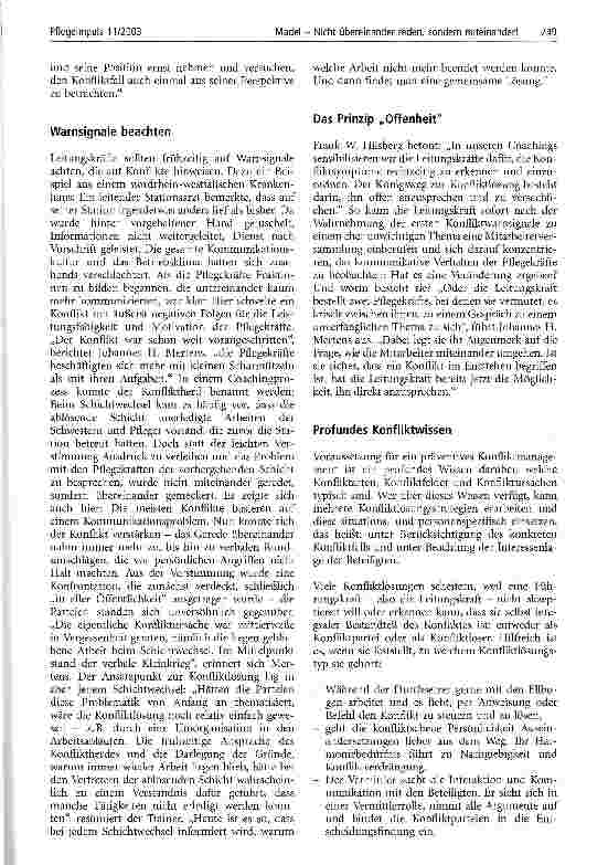 Vorschauseite 2: Nicht übereinander reden, sondern miteinander! Konfliktmanagement für Leitungskräfte in der Pflegepraxis