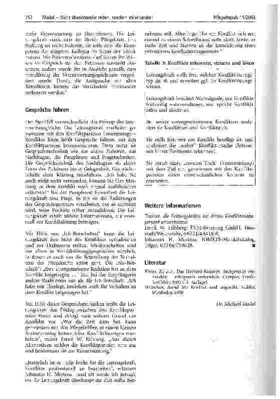 Vorschauseite 5: Nicht übereinander reden, sondern miteinander! Konfliktmanagement für Leitungskräfte in der Pflegepraxis