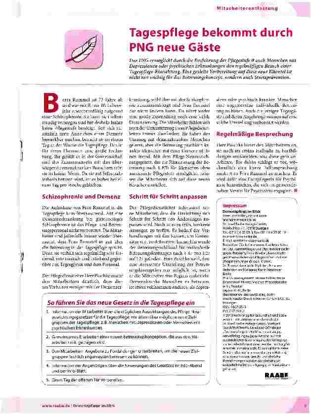 Vorschauseite 1: Tagespflege bekommt durch PNG neue Gäste