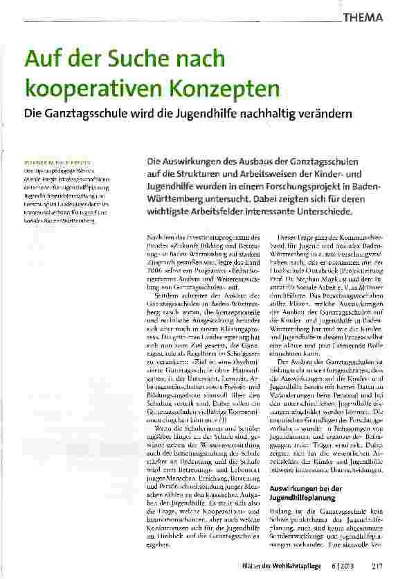 Vorschauseite 1: Auf der Suche nach kooperativen Konzepten