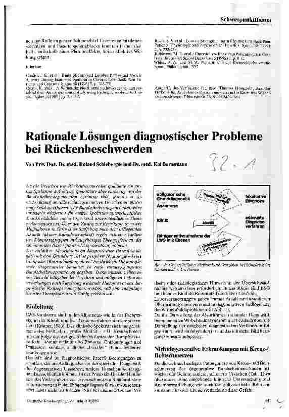 Vorschauseite 1: Rationale Lösungen diagnostischer Probleme bei Rückenbeschwerden