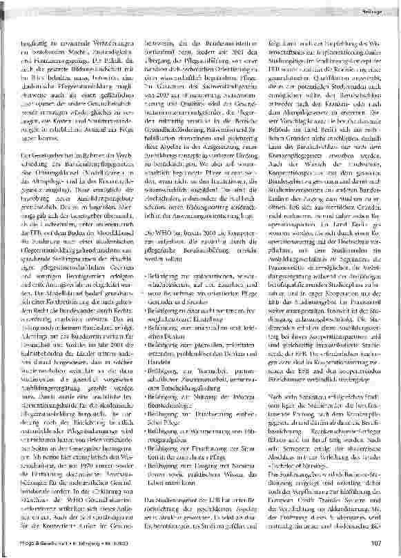 Vorschauseite 3: Der berufsintegrierte pflegeerstausbildende Studiengang Bachelor of Nursing an der Evangelischen Fachhochschule Berlin