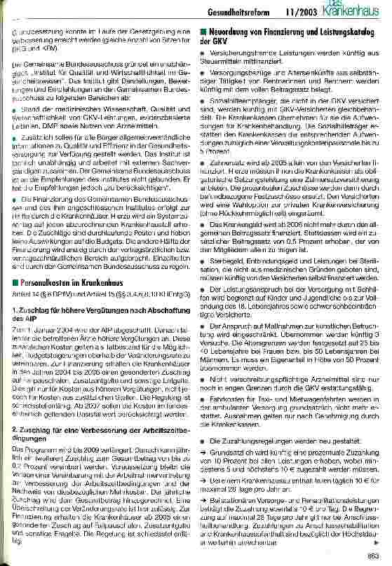 Vorschauseite 3: GMG: Kernpunkte aus der Sicht der Krankenhäuser