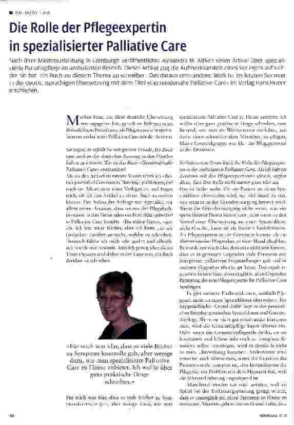 Vorschauseite 1: Die Rolle der Pflegeexpertin in spezialisierter Palliative Care