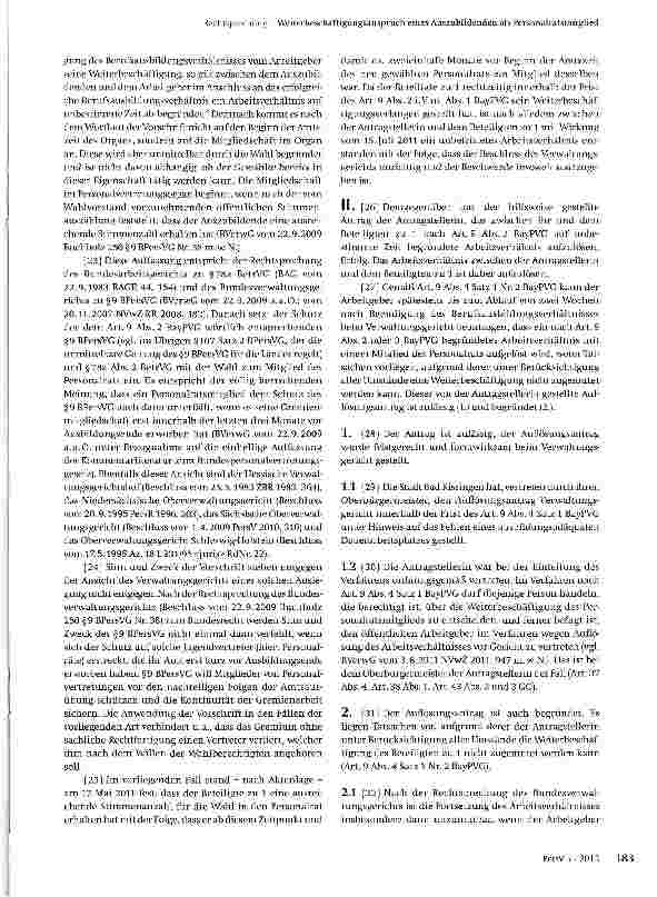 Vorschauseite 2: Weiterbeschäftigungsanspruch eines Auszubildenden als Personalratsmitglied