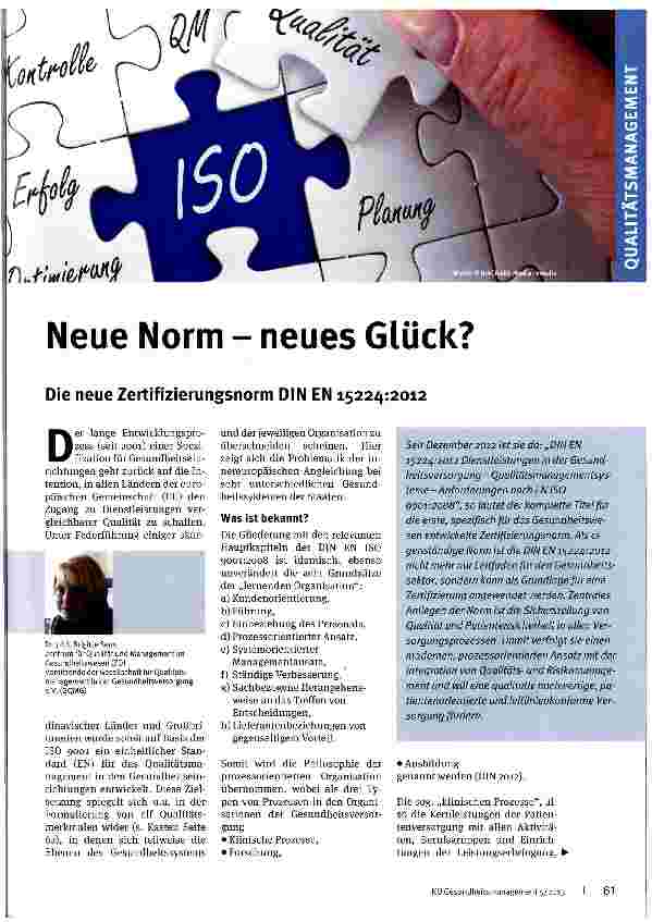 Vorschauseite 1: Neue Norm - neues Glück?