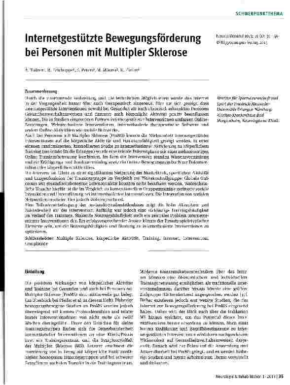 Vorschauseite 1: Internetgestützte Bewegungsförderung bei Personen mit Multipler Sklerose