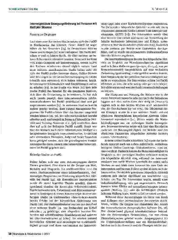 Vorschauseite 4: Internetgestützte Bewegungsförderung bei Personen mit Multipler Sklerose