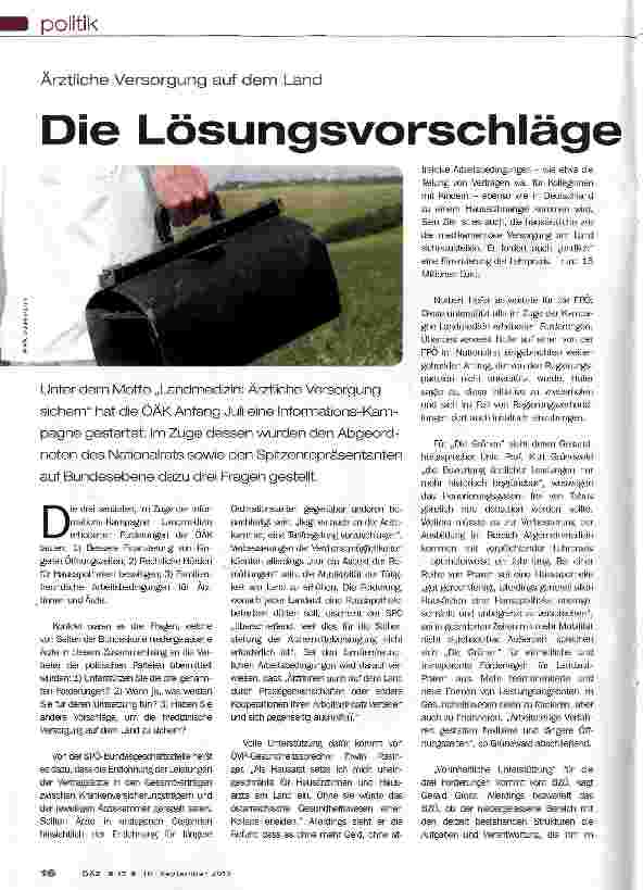 Vorschauseite 1: Die Lösungsvorschläge der Politik