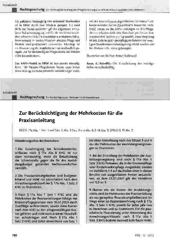 Vorschauseite 1: Zur Berücksichtigung der Mehrkosten für die Praxisanleitung