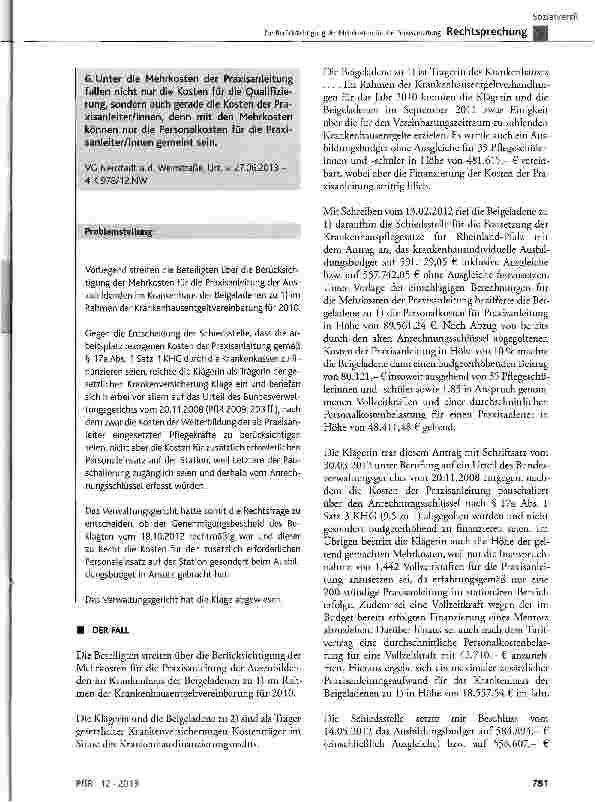 Vorschauseite 2: Zur Berücksichtigung der Mehrkosten für die Praxisanleitung