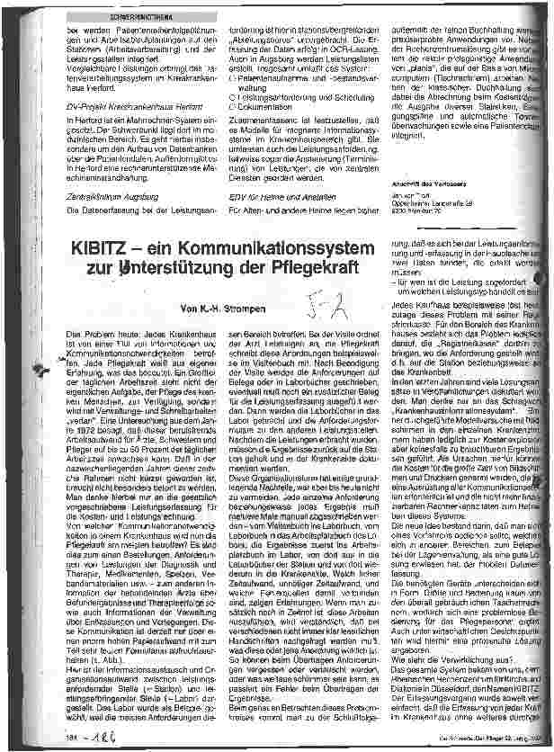 Vorschauseite 1: Kibitz - ein Komunikationssystem zur Unterstützung der Pflegekraft
