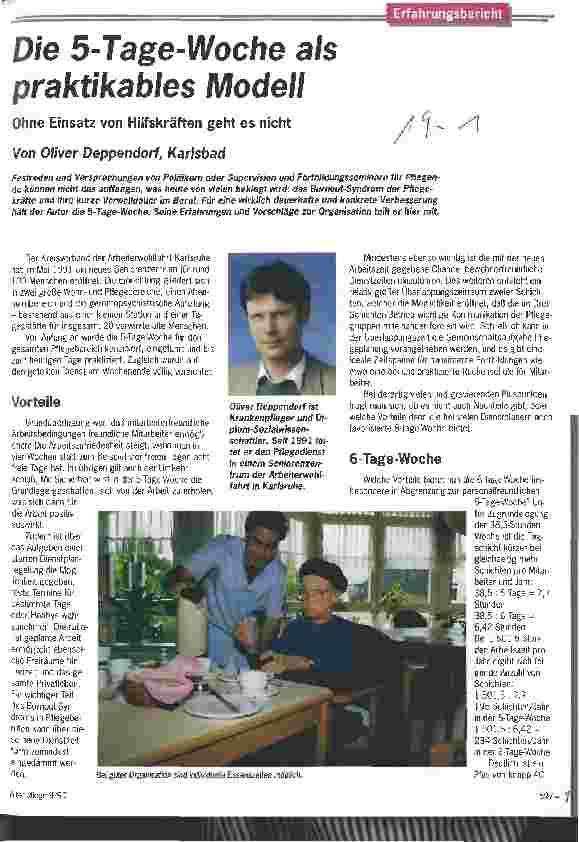 Vorschauseite 1: Die 5-Tage-Woche als praktikables Modell Ohne Einsatz von Hilfskräften geht es nicht