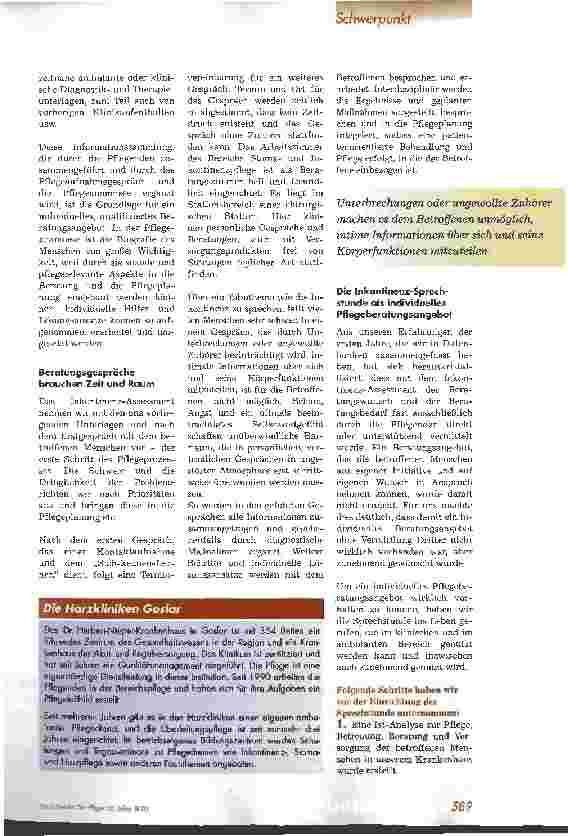 Vorschauseite 2: Professionelle Beratung in der Inkontinenz-Sprechstunde Am Beispiel der Harzkliniken Goslar