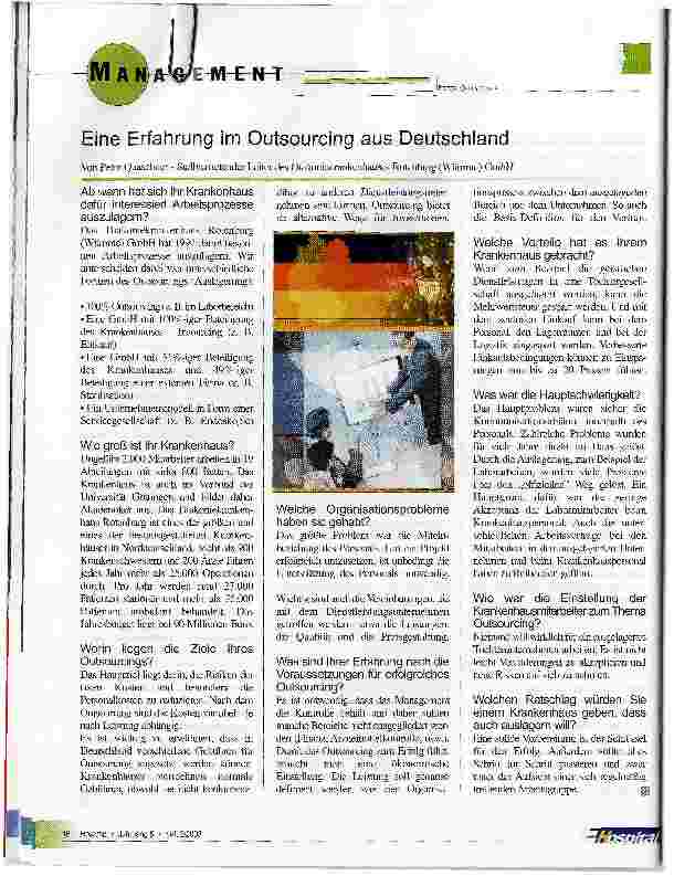 Vorschauseite 1: Eine Erfahrung im Outsourcing aus Deutschland