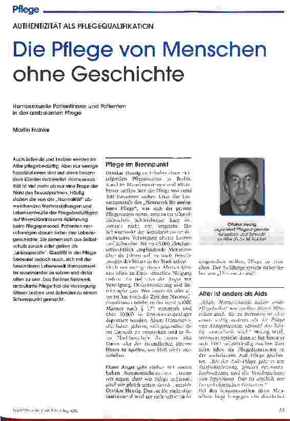 Vorschauseite 1: Die Pflege von Menschen ohne Geschichte