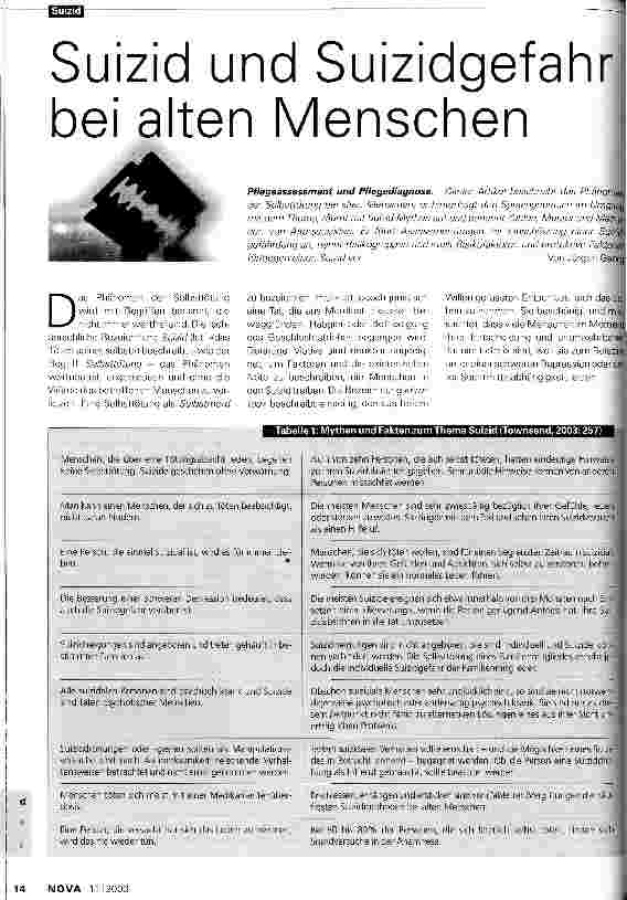 Vorschauseite 1: Suizid und Suizidgefahr bei alten Menschen