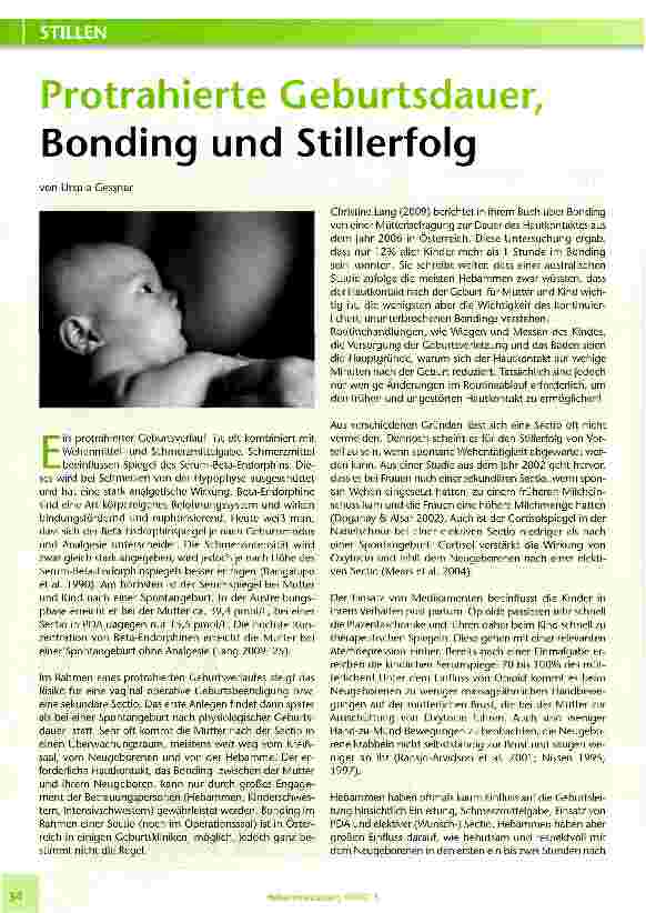 Vorschauseite 1: Protrahierte Geburtsdauer, Bonding und Stillerfolg